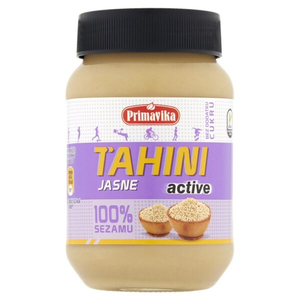Tahini Jasne Active - 100% sezamu 460g Primavika w szklanym słoiku