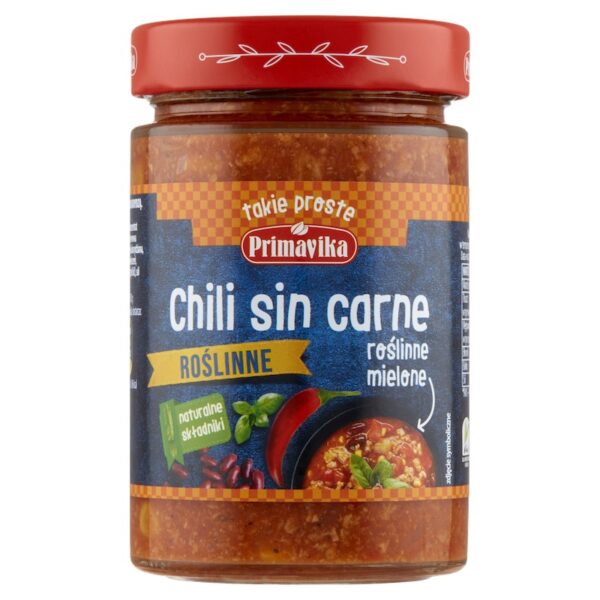 Chili Sin Carne Roślinne 300g Primavika w szklanym słoiku